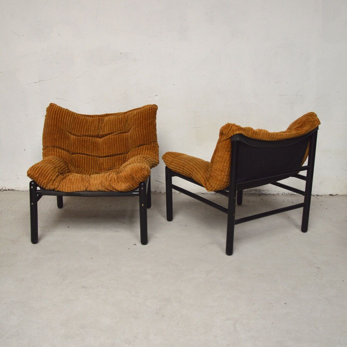 Paire de fauteuils avec coussins velours
