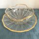 Daum Nancy Crystal cup and tray service, Ducal model, gold combed