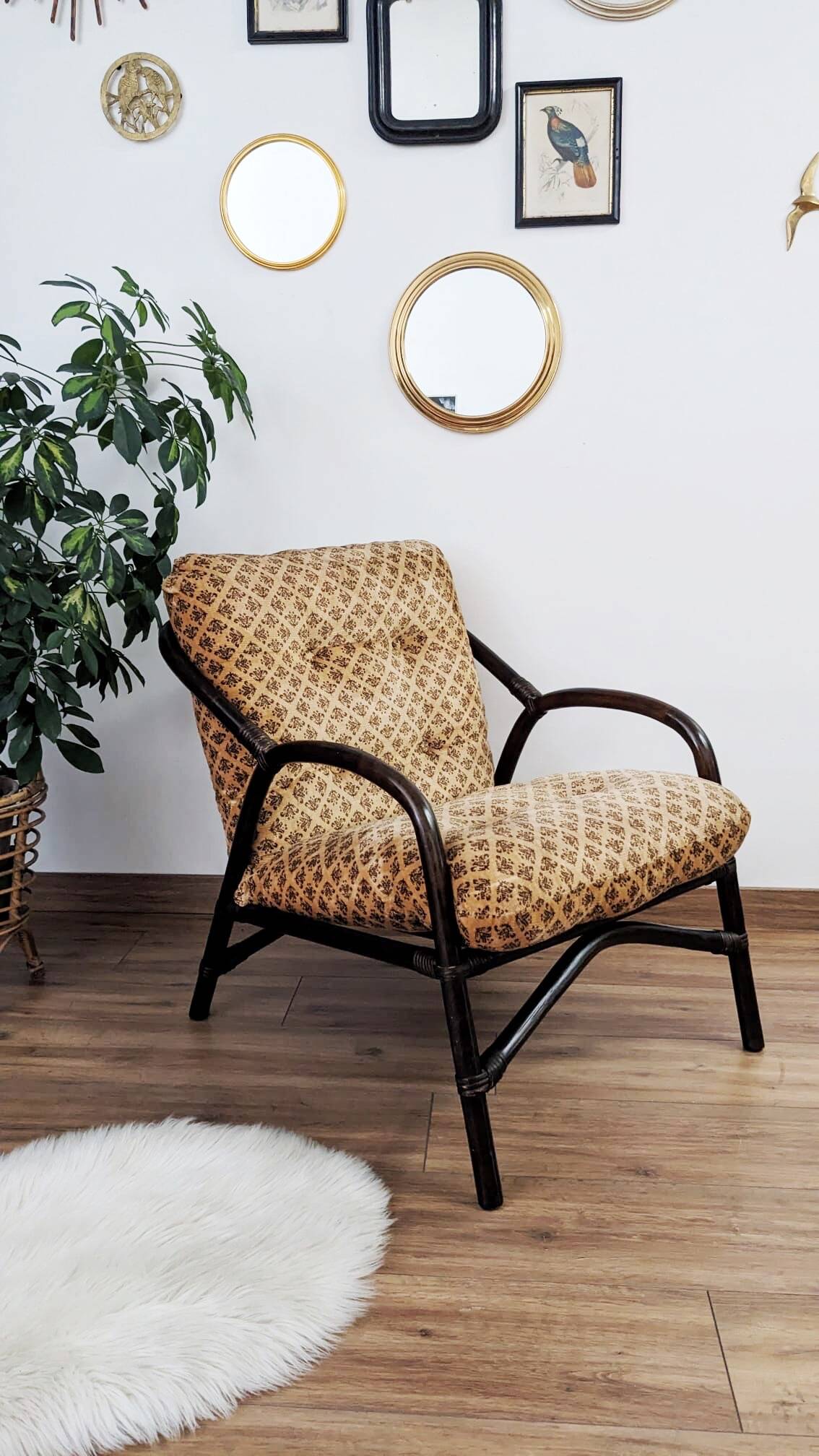 Vintage bamboo and rattan armchair