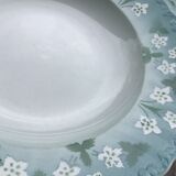 5 assiettes creuses Sarreguemines bord ondulé bleu fleurs blanches
