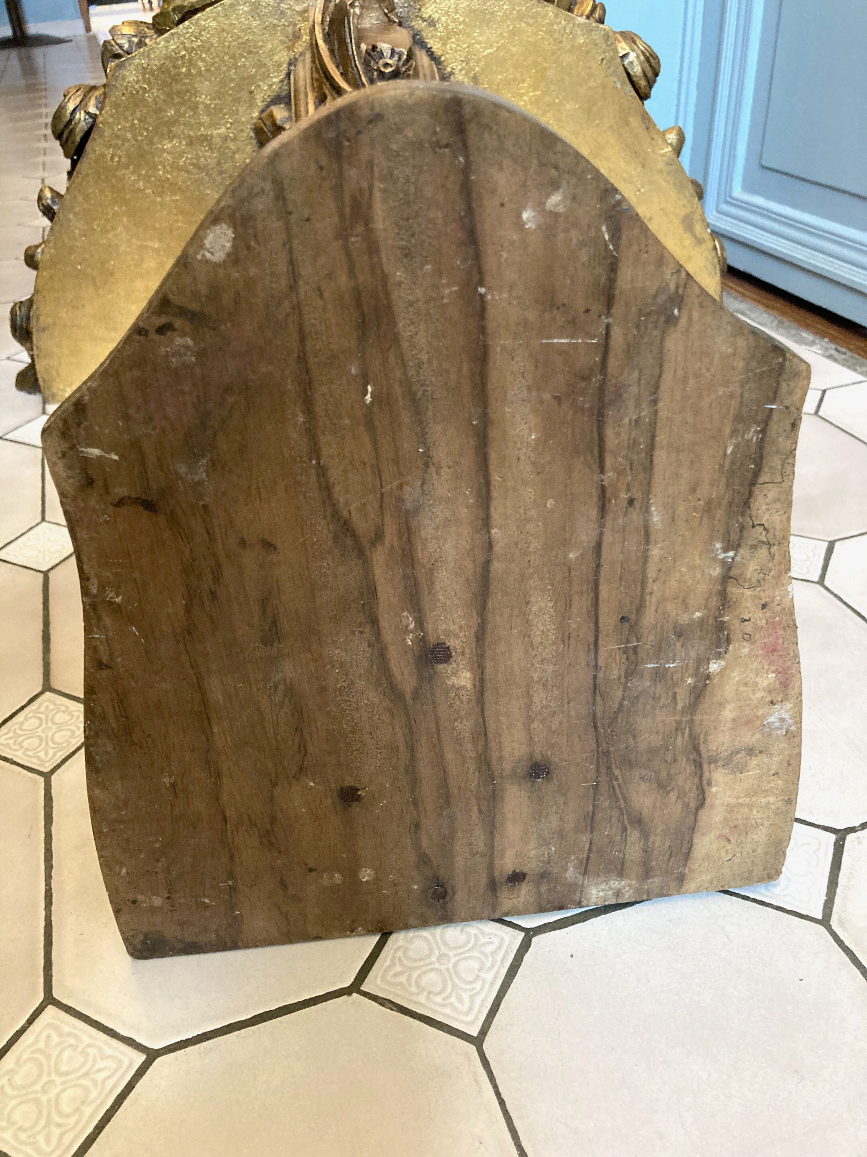 Carved wooden and marble console