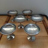 6 antique solid stainless steel ice cream cups