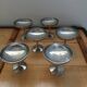 6 antique solid stainless steel ice cream cups