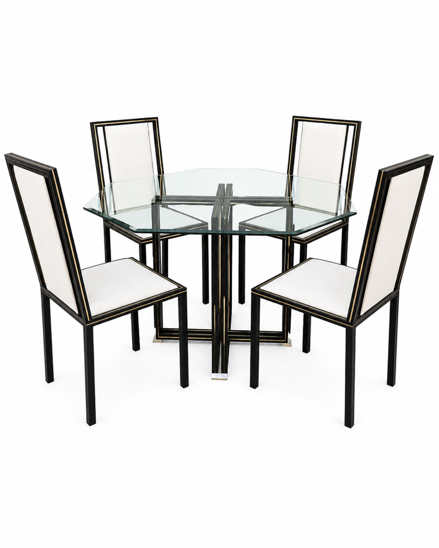 Ensemble Table et 4 chaises Pierre Vandel Paris — plateau verre