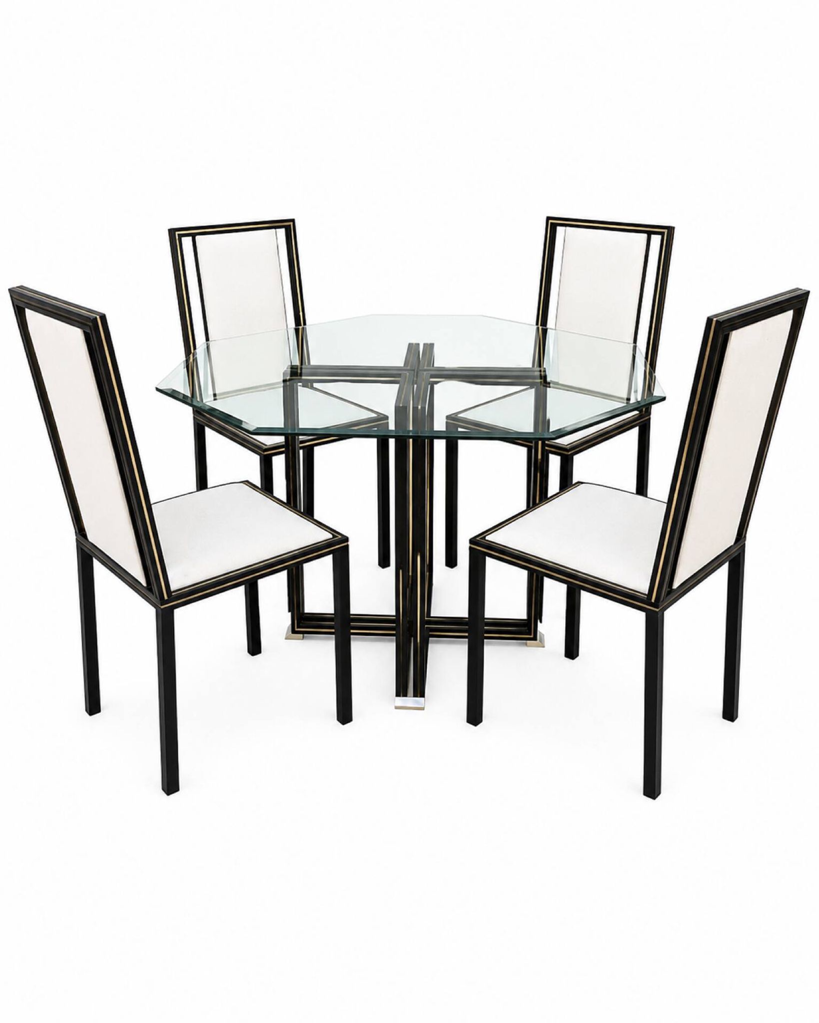 Ensemble Table et 4 chaises Pierre Vandel Paris — plateau verre