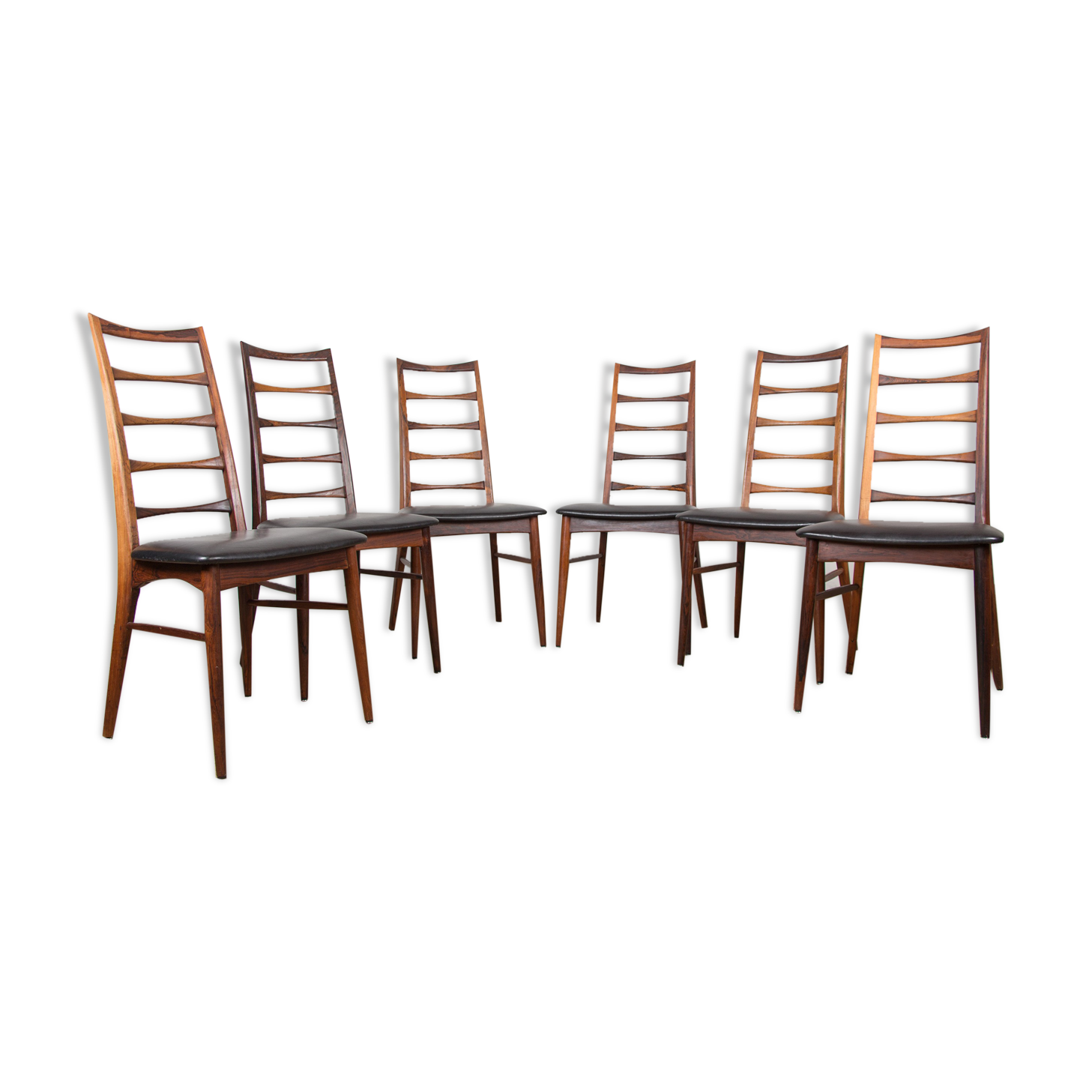 Series of 6 Danish chairs in Rio Rosewood model Liz by Niels Kofoed for Koefoeds Hornslet.