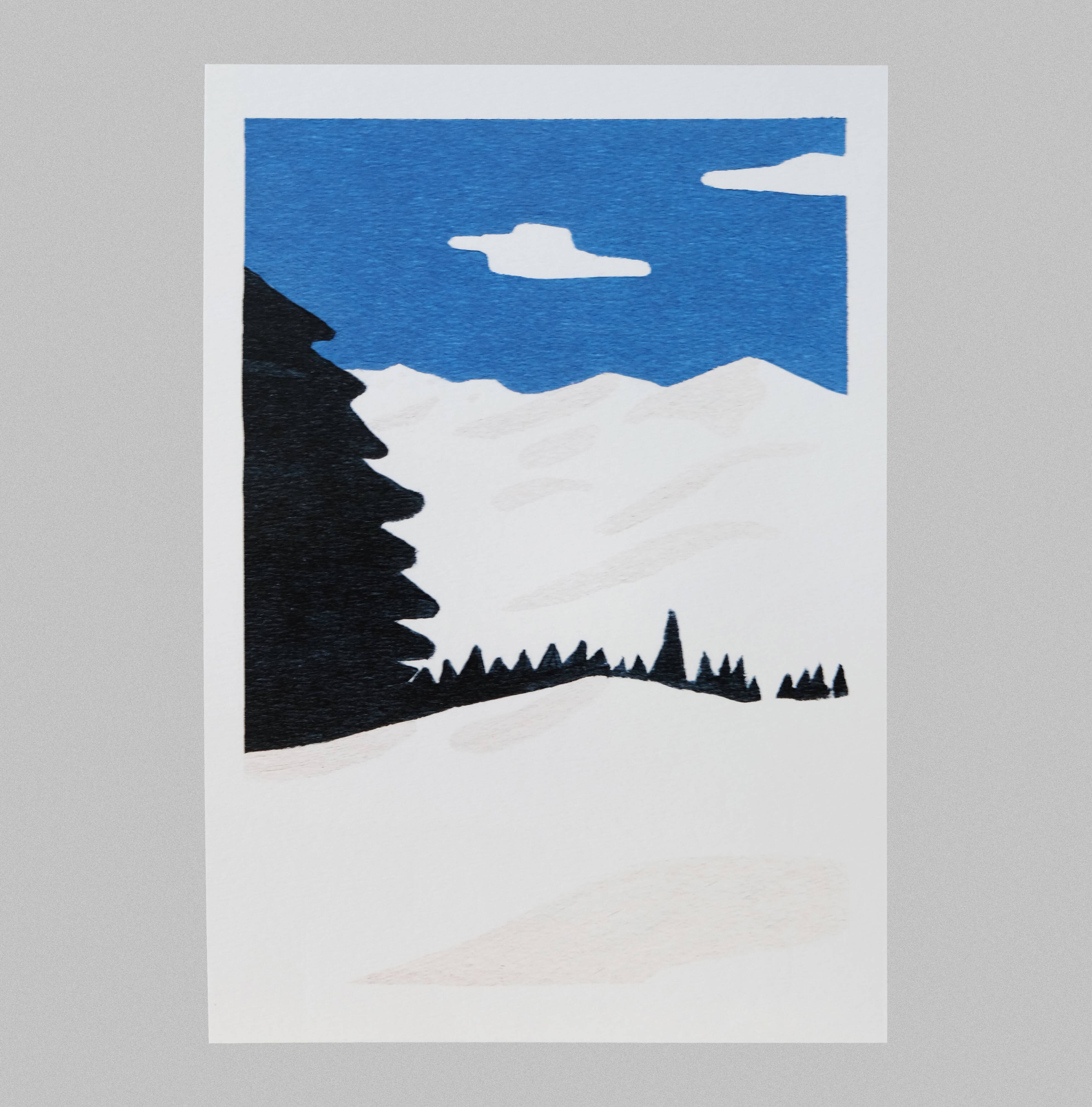 La Montagne, series of 3 vertical illustrations in the format 14.5 x 21 cm