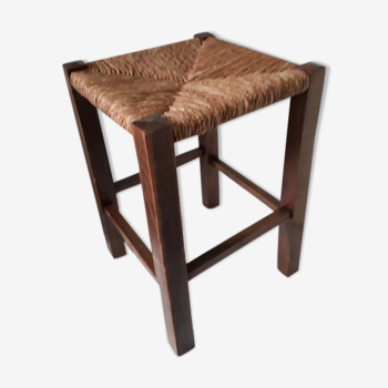 Former country stool oak and straw