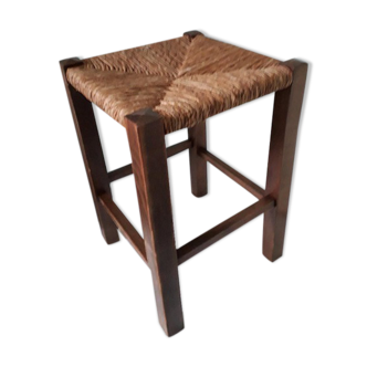 Former country stool oak and straw