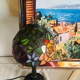 Tiffany style lamp vintage colourful flowers