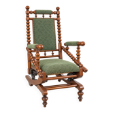 Chaise berçante victorienne antique avec mécanisme à ressort, c. 188