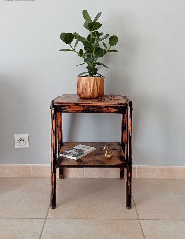 Vintage side table compass legs