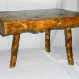 Brutalist table in solid chêne of the 70s