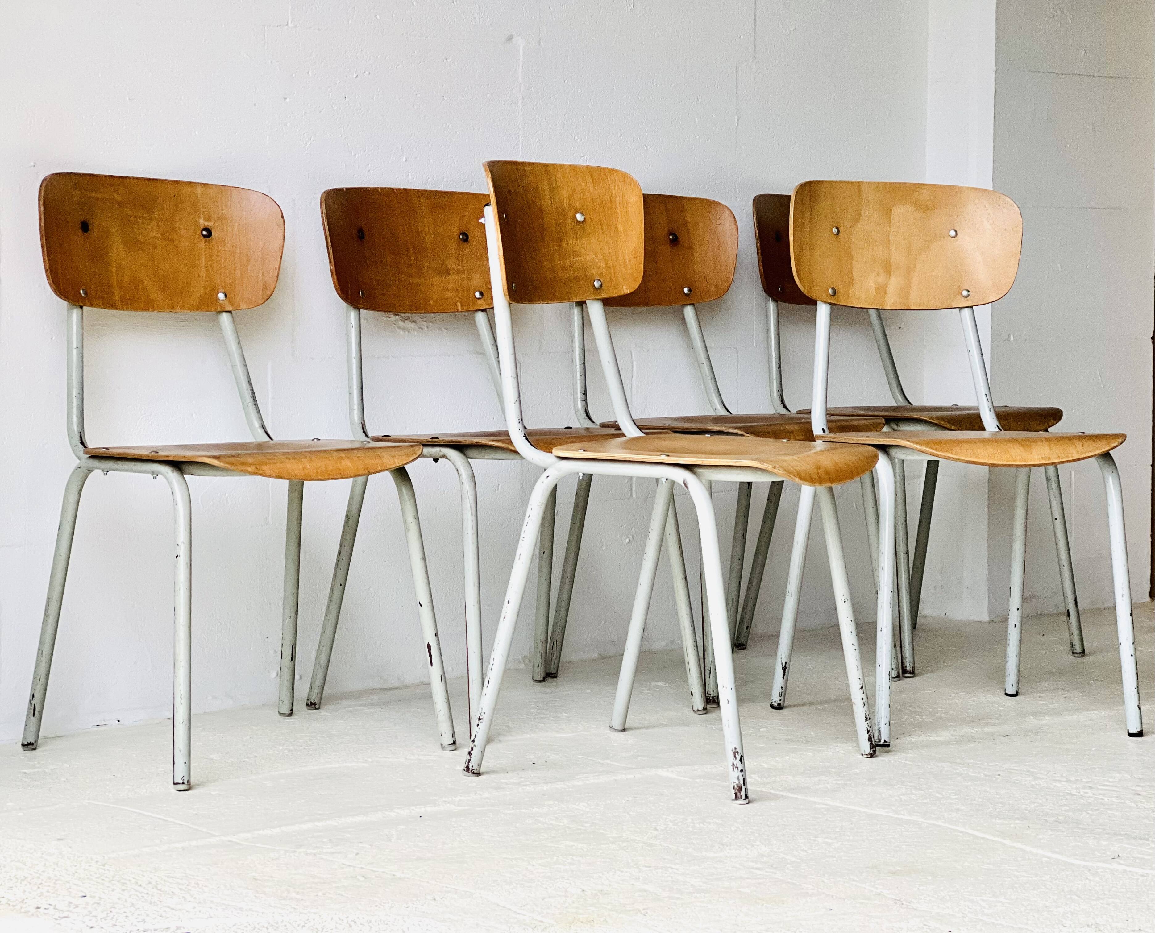 Vintage School Chairs, set of 6