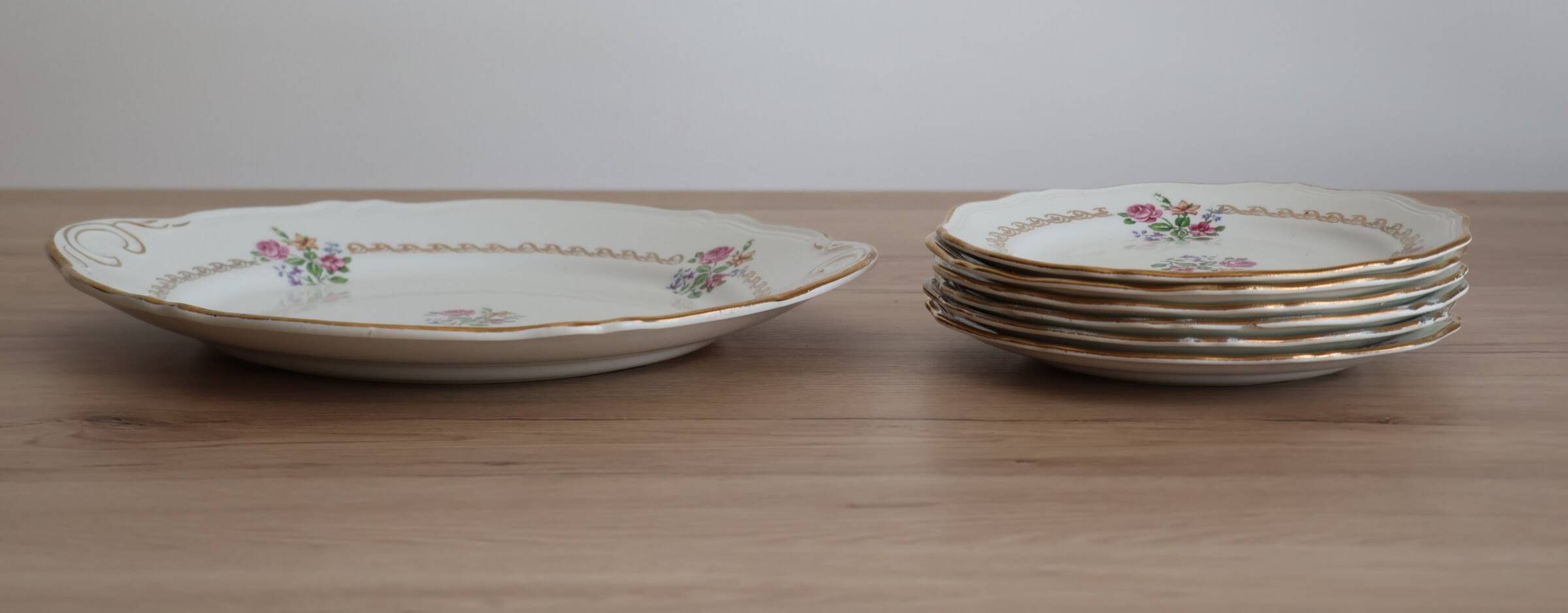 Set of flat dessert service and 6 plates l'Amandinoise St-Amand