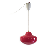 Vintage red glass pendant light from the 70s