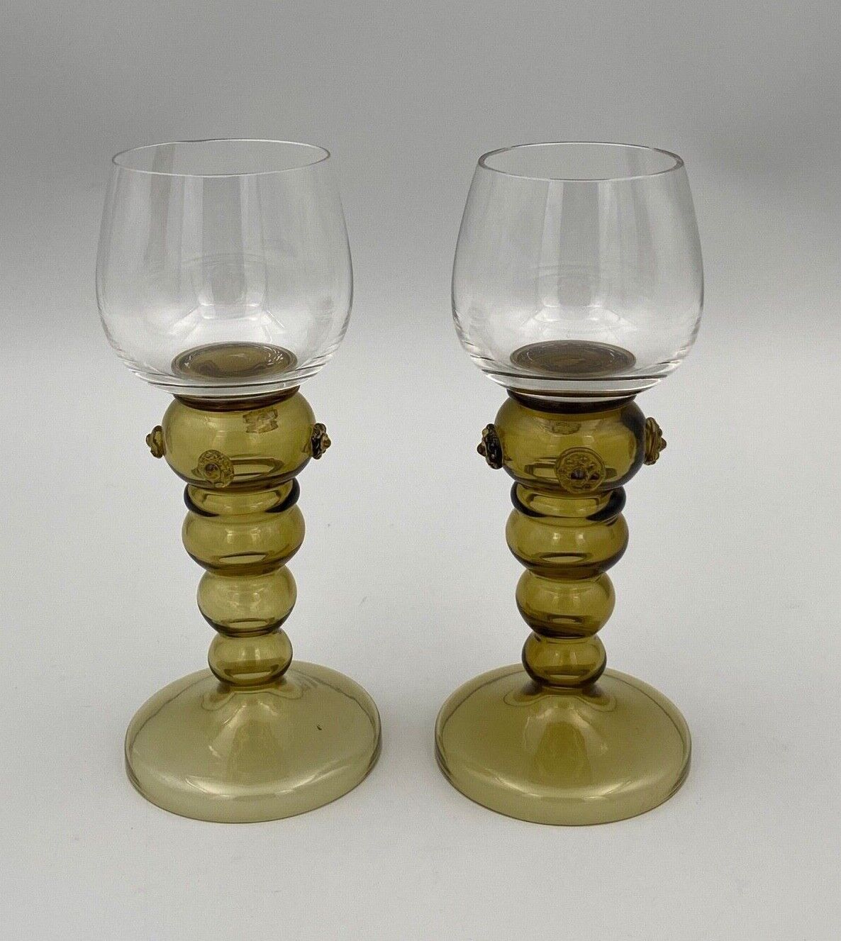 Two glasses chalice italian work or boheme application of cabochons