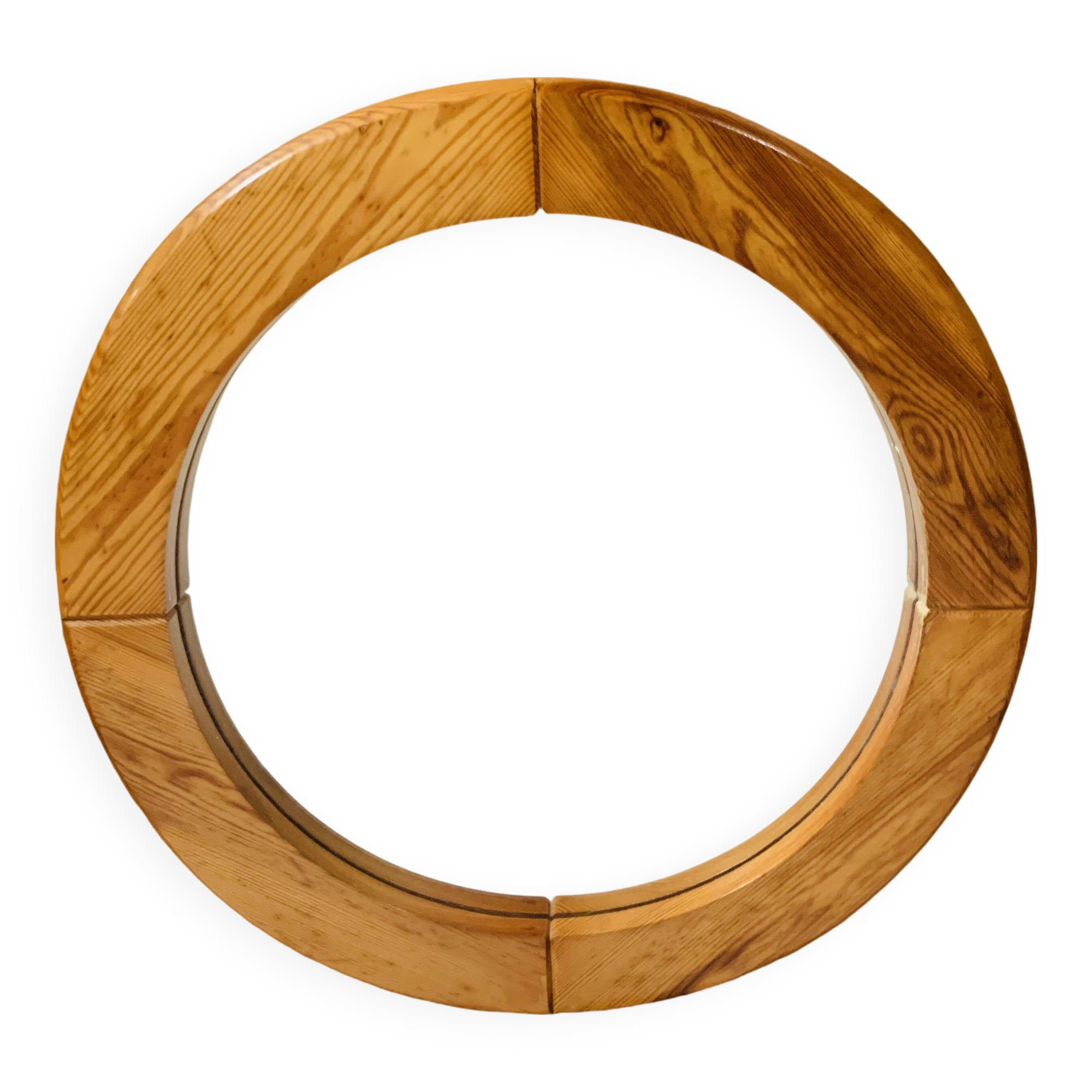 Vintage pine mirror by Glasmäster Markaryd Sweden 1970s