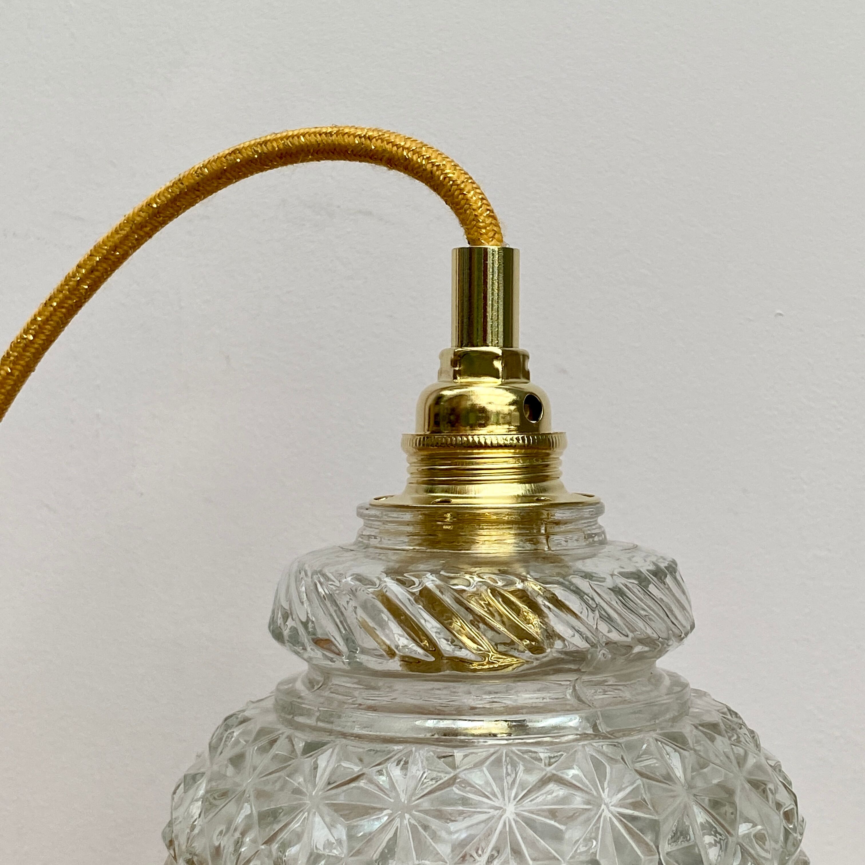 Vintage moulded glass tulip hand lamp