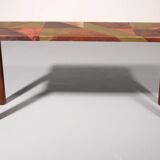 Console en cuivre et hêtre teinté Lorenzo Burchiellaro, Italie, années 1960