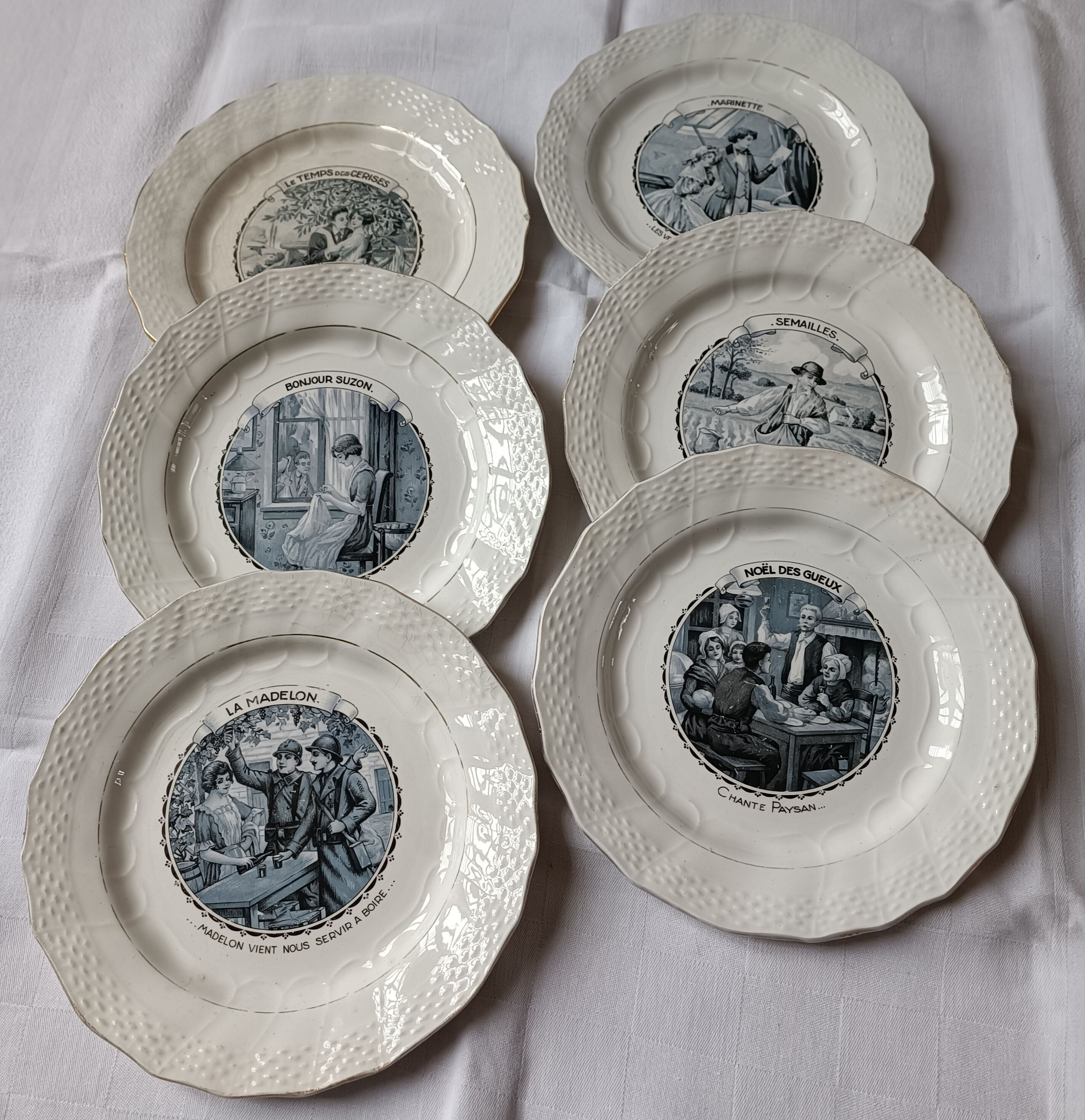 6 dessert plates iron land moulin des loups les chansons