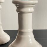 Pair of white ceramic candle holders