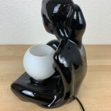 Black ceramic lamp and opal globe