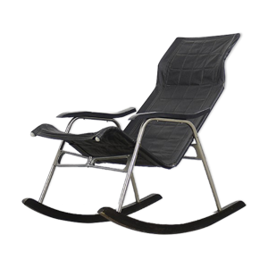 Rocking-chair en cuir - noir