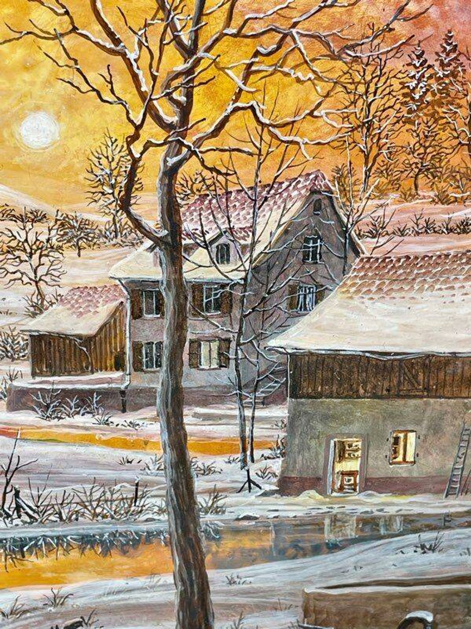 Painting "Chemin d'Or" 2003 - 45 x 23 cm