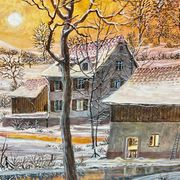 Painting "Chemin d'Or" 2003 - 45 x 23 cm