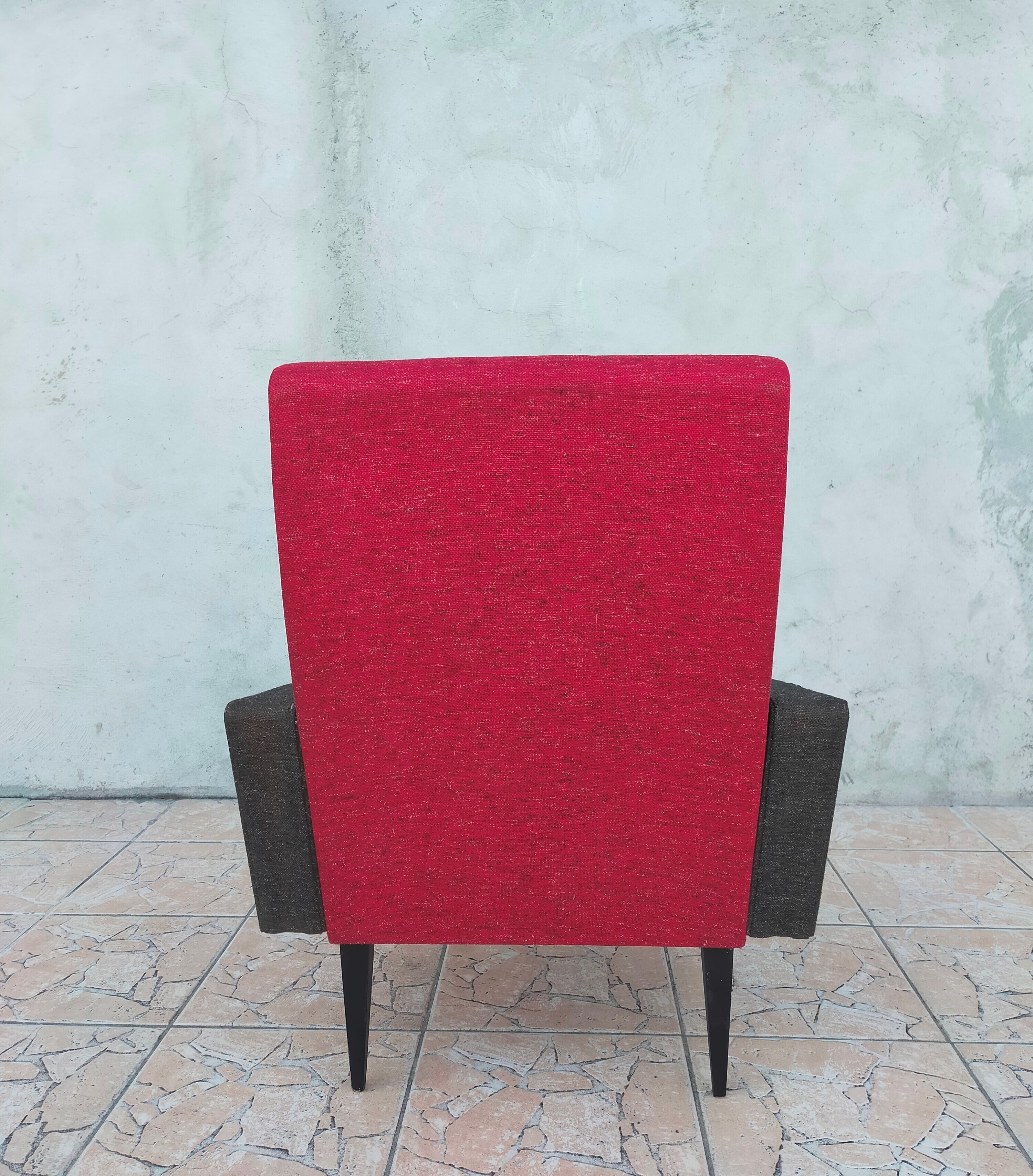 Fauteuil vintage rouge et noir 1960