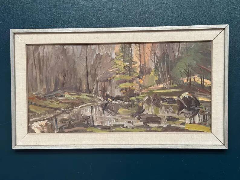 Original Swedish Oil on Panel – “Old Sawmill, Apelnäs Roasjö” by Gunnar Svensson – Dated 1962 – Vintage & Framed