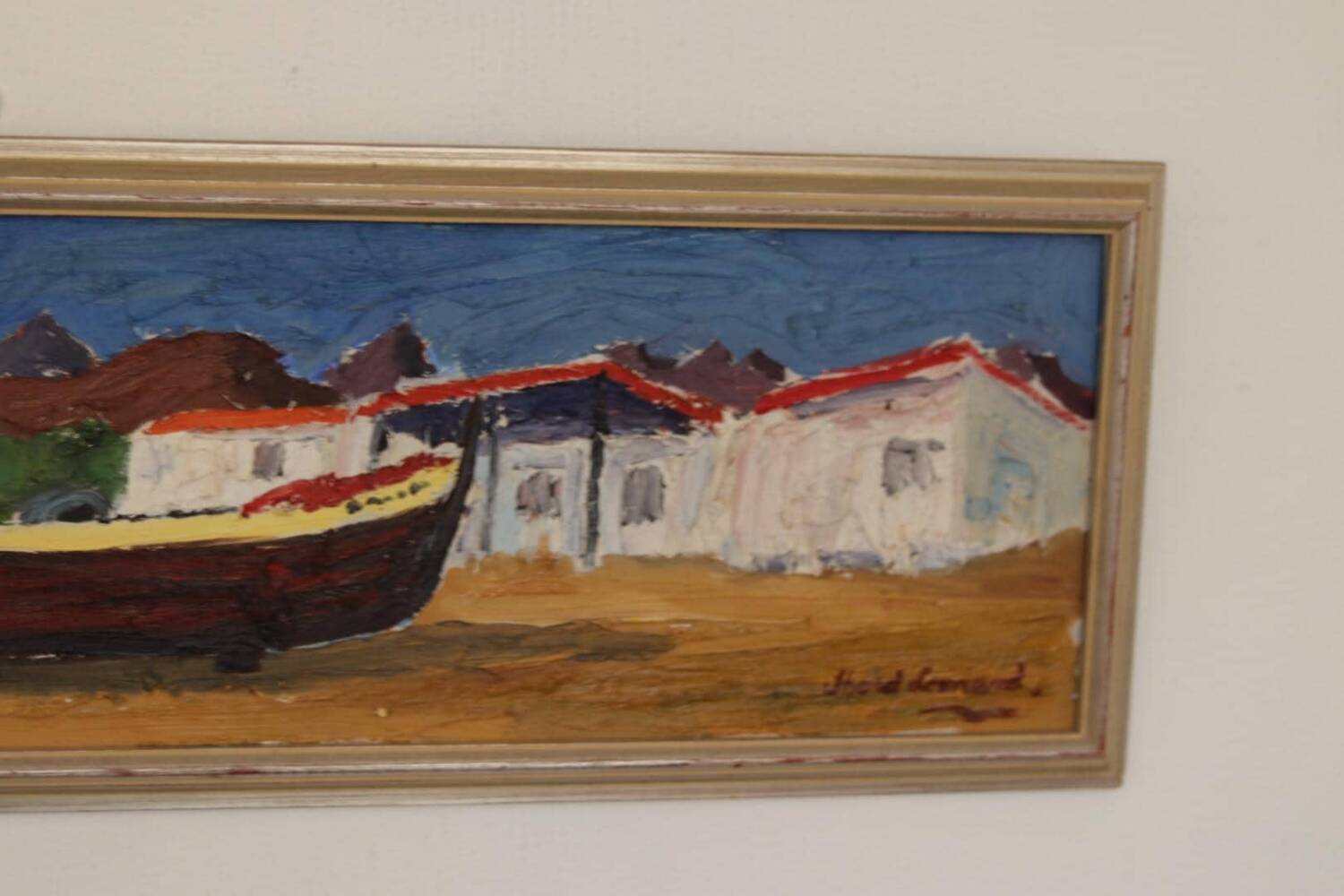 Swedish Oil on Canvas – “Boat” by Thord Leonard – Vintage & Framed