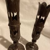 pair of wooden candlesticks