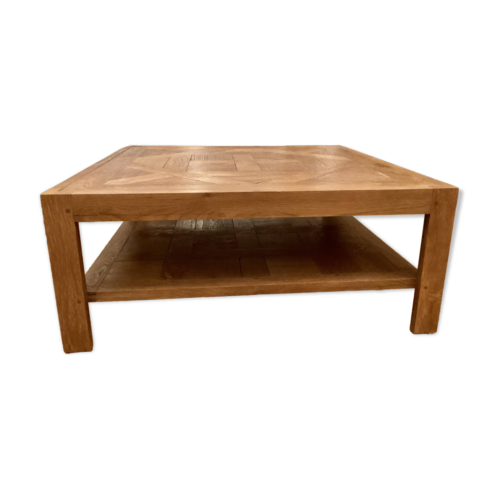 table basse metal et chêne massif - Table de salon bois massif
