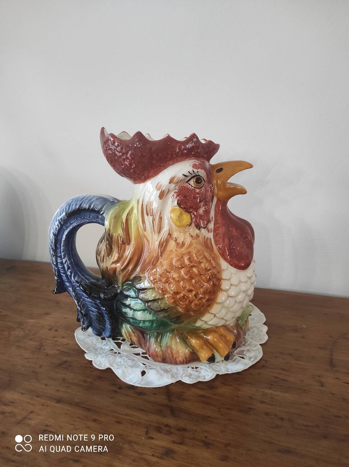 Barbotine Rooster pitcher carafe