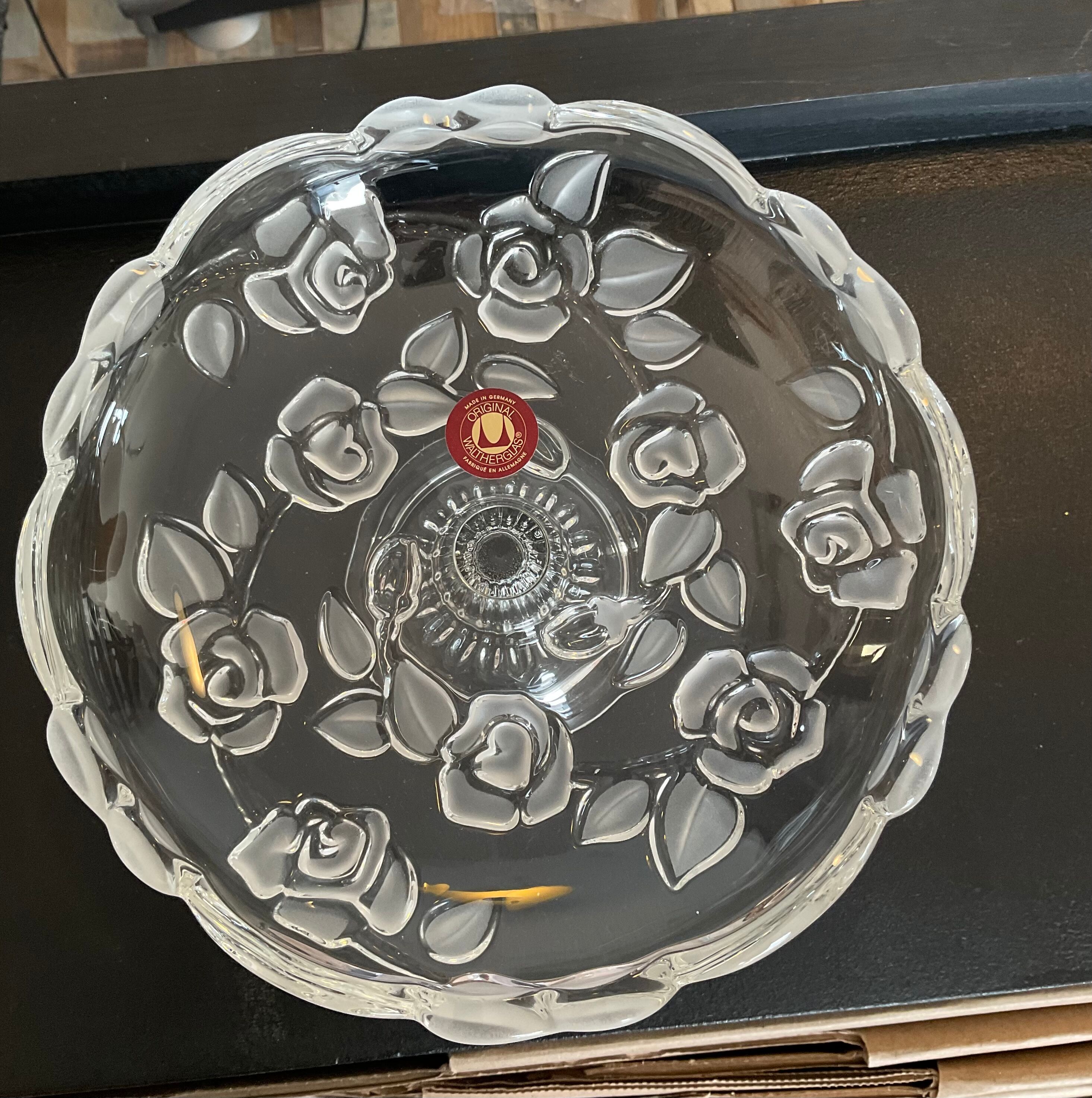 Empty vintage stand pocket in molded glass Germany