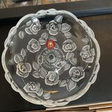 Empty vintage stand pocket in molded glass Germany