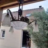 Art Deco chandelier wrought iron Nancy style twentieth era