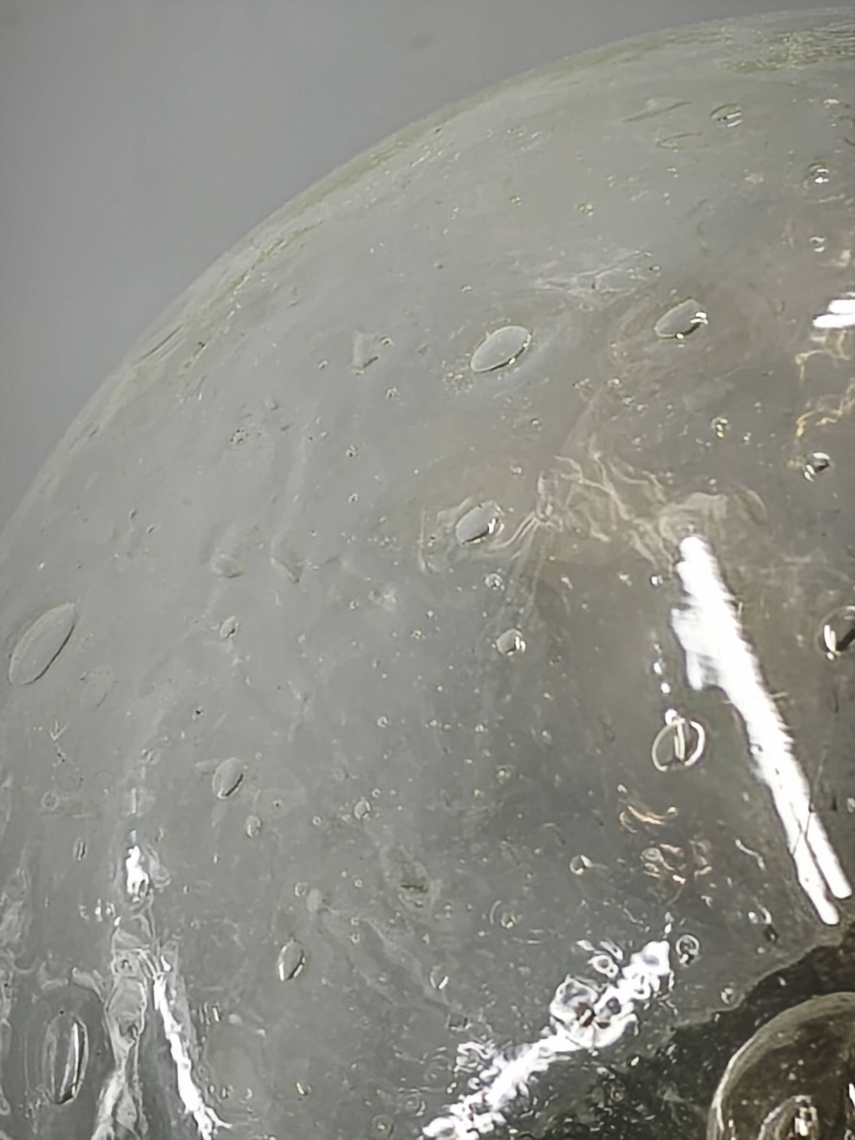 Space Age Bubble Glass and Brass Floor Lamp, Czechoslovakia, 1970s