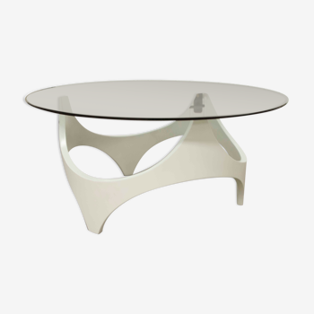 Coffee table by Opal Möbel Germany 1970 space age white curved wood