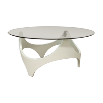 Coffee table by Opal Möbel Germany 1970 space age white curved wood