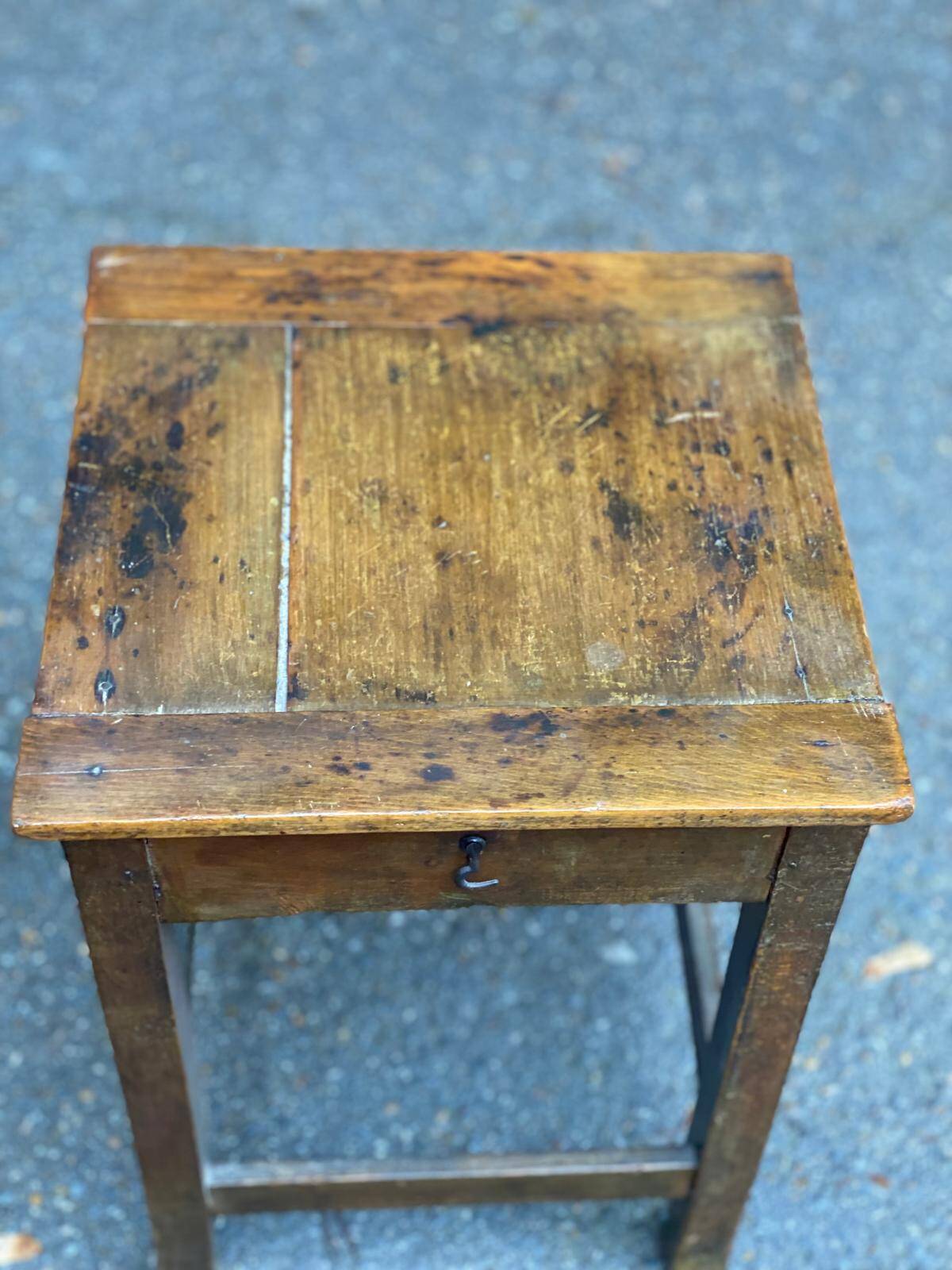 19th century farmhouse stool in solid oak