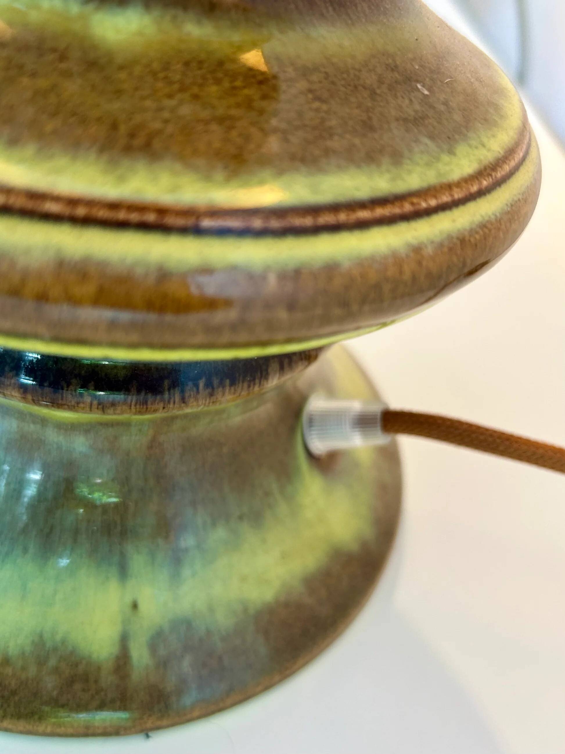 Lampe Fat Lava en forme de pagode Space Age avec glaçure verte dégradée