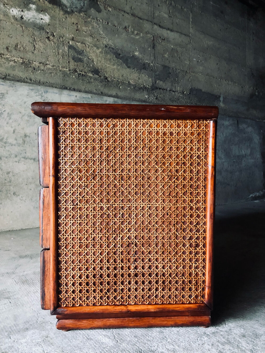 Vintage rattan chest of drawers "Maison Maugrion" R.Bobois