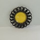 Iridescent brown and yellow braided ceramic cup/table center/Fruit bowl/Vallauris/Vintage