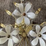 Pair of vintage golden sconces and lucite flowers