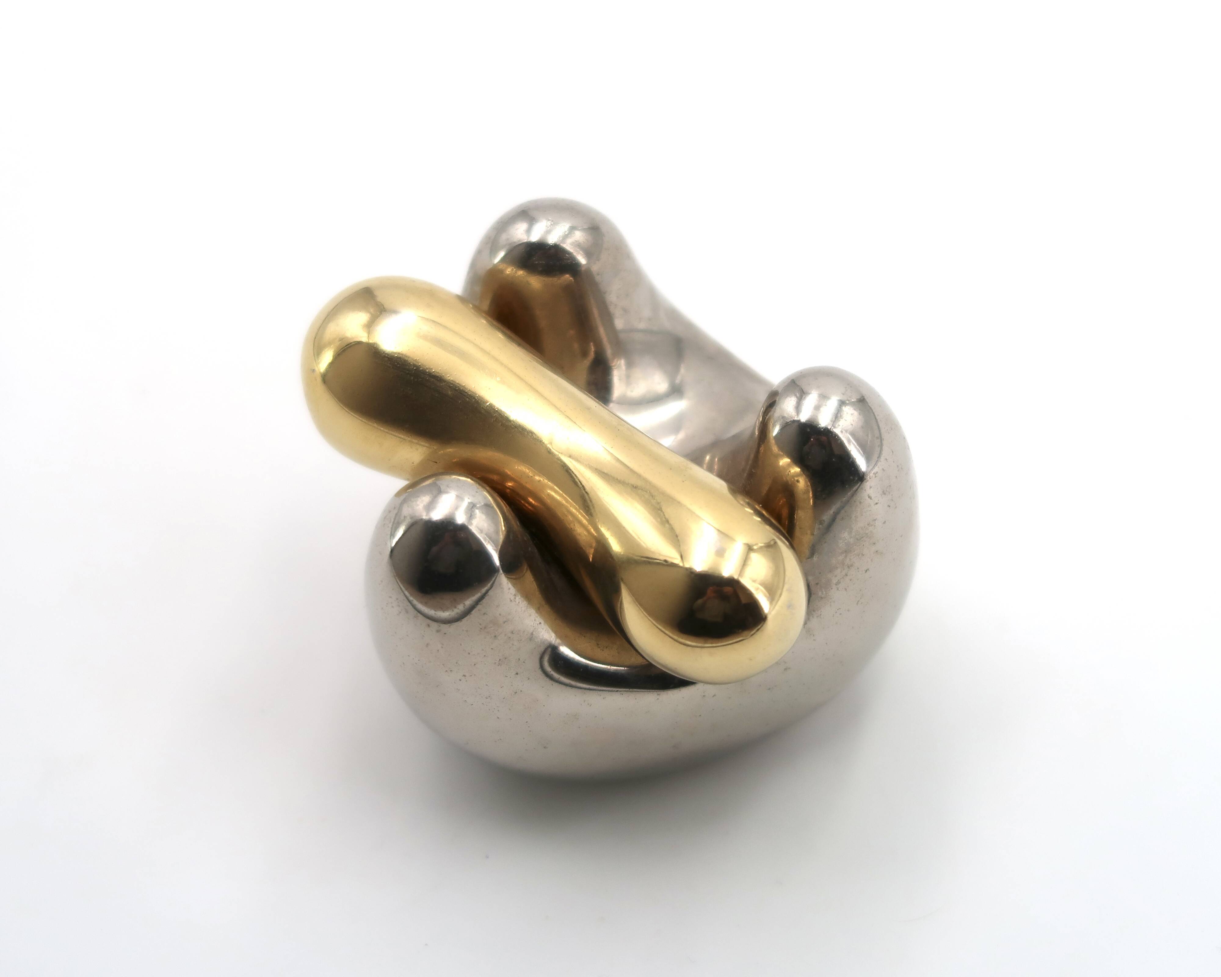 Gold and silver abstract sculpture, free form, 1970s