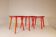 Swedish stools in red lacquered birch, Yngve Ekström "Palle", 1970s