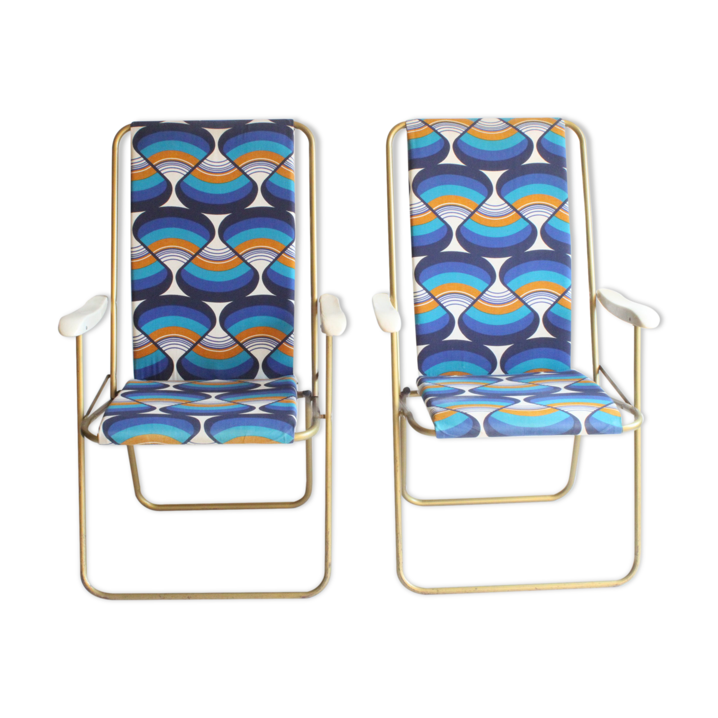 Lafuma space age folding garden chairs, 1964-74, set of two.